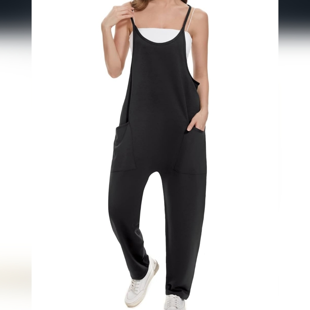 FISOEW Sleevless Baggy Jumpsuit Pockets & Back Zipper
